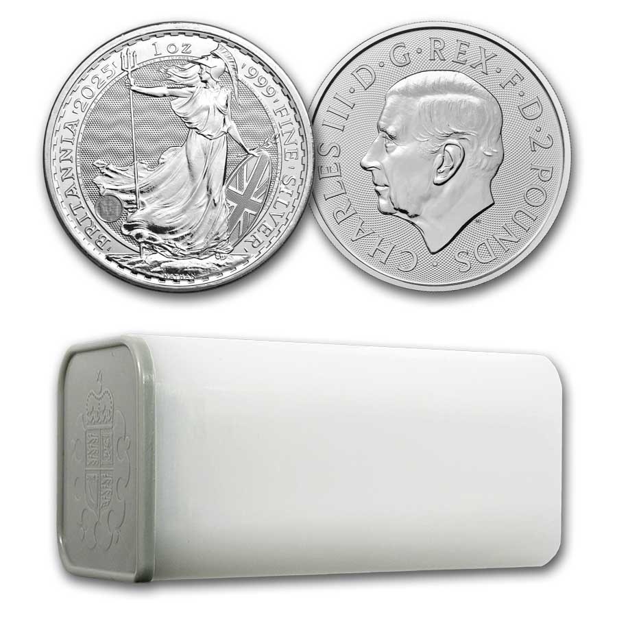картинка 2 pounds Britannia, 1 oz silver (the tube 25 pcs) – площадка coinbay.ae