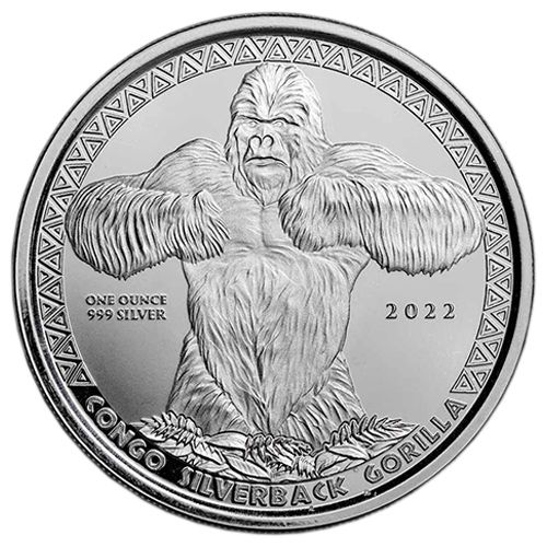 картинка 500 Francs Congo Gorilla, 1 oz Silver – площадка coinbay.ae