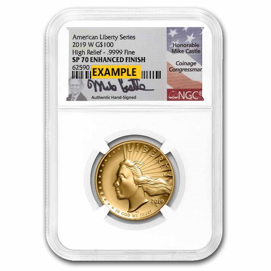 картинка 100 dollars USA Liberty high relief sp70 enhanced finish 1 oz gold – площадка coinbay.ae