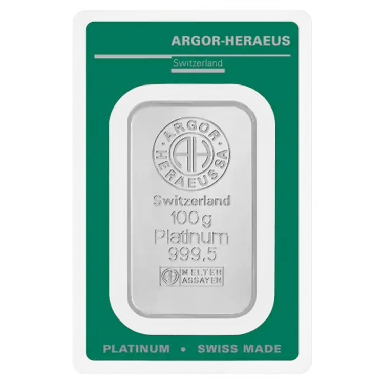 картинка 100 gram Platinum Bar - Argor-Heraeus – площадка coinbay.ae